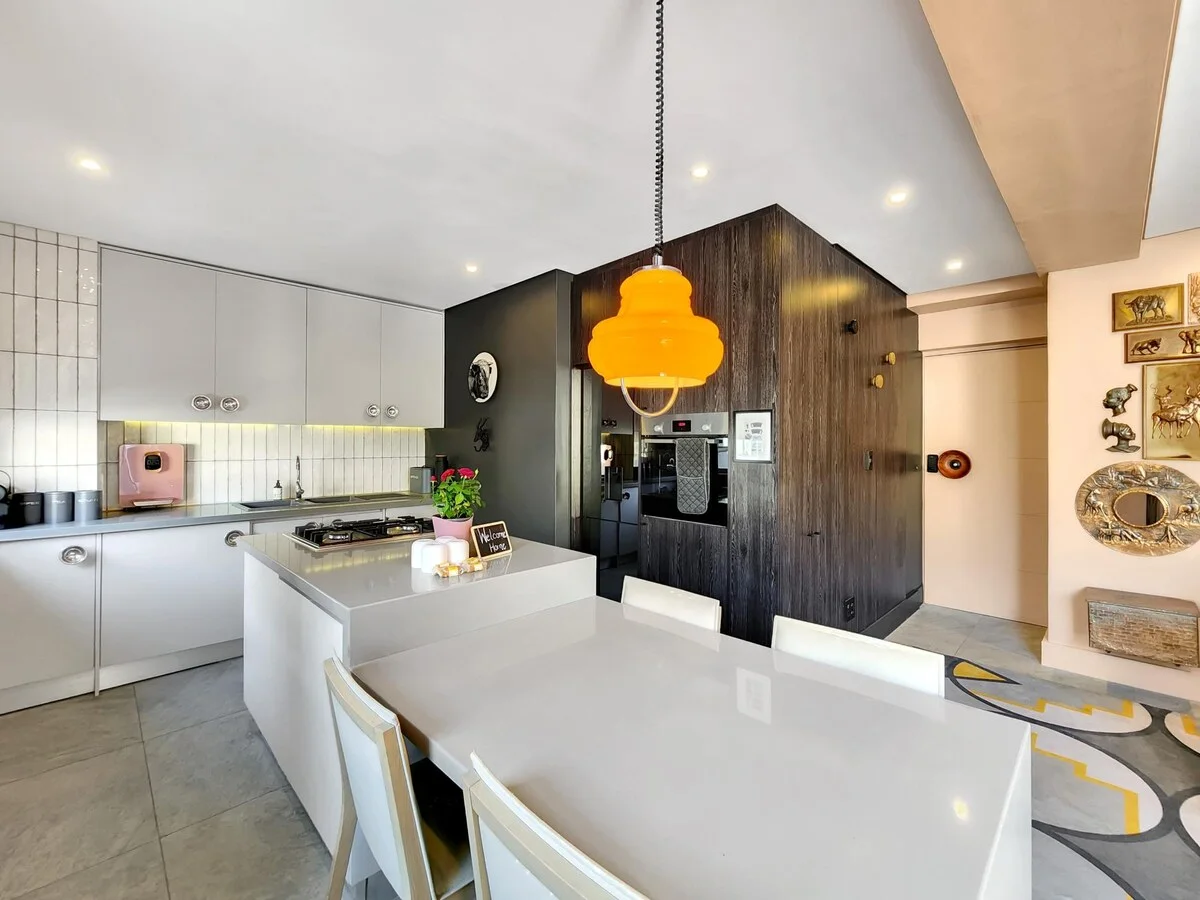 The apartment’s kitchen